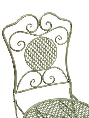 Aubaho Balkonset Gartenset Tisch und 2 Stühle Eisen Antik-Stil Gartenmöbel grün Bistros