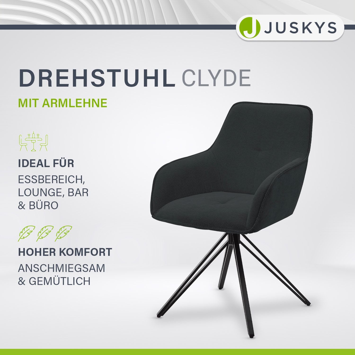 Juskys Esszimmerstuhl Clyde, modern, Stoff Bezug, günstig online kaufen