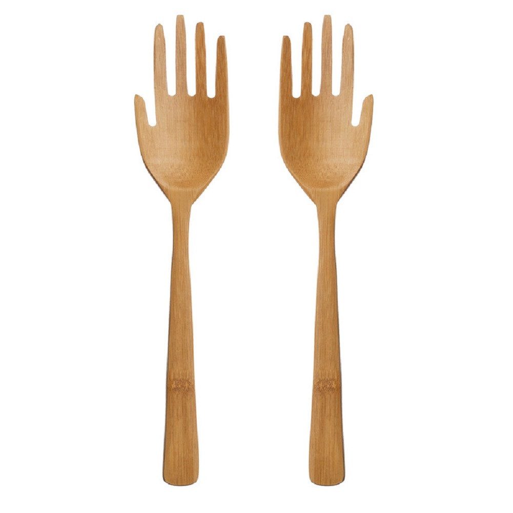 Sass & Belle Salatbesteck Hände (Bambus, 2-tlg., Länge ca. 30 cm), Holz Servierbesteck