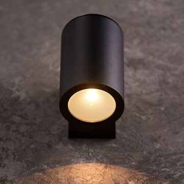 Spetebo LED Außen-Wandleuchte LED Solar Wandlampe mit Alu Gehäuse in schwarz - 13 x Ø 8 cm, Einschaltautomatik, LED fest integriert, warmweiß, Garten Deko Beleuchtung warm weiß