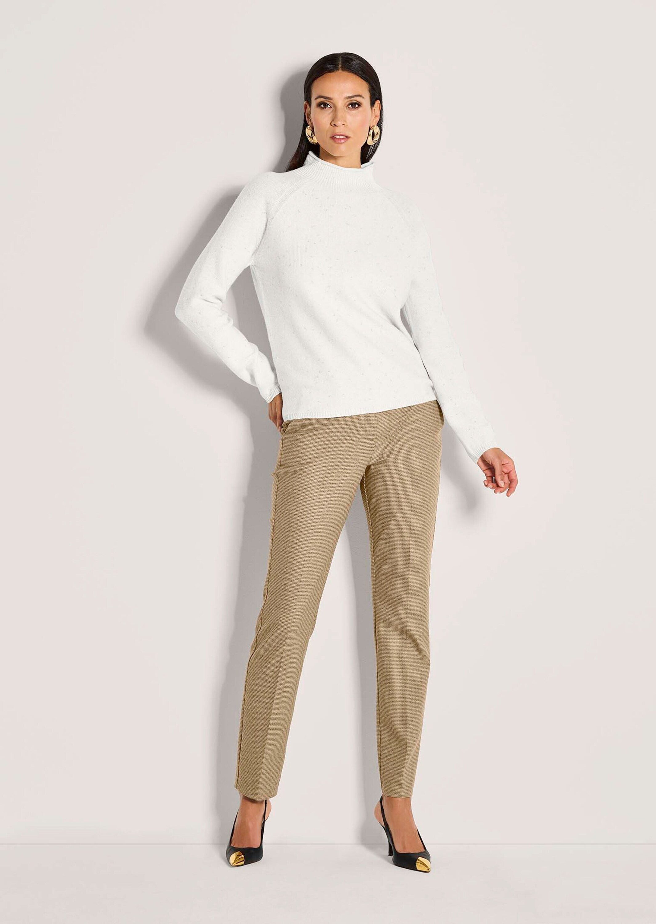 MADELEINE Strickpullover Glanzvoller Wollpullover mit Glattstrick Winterpul günstig online kaufen