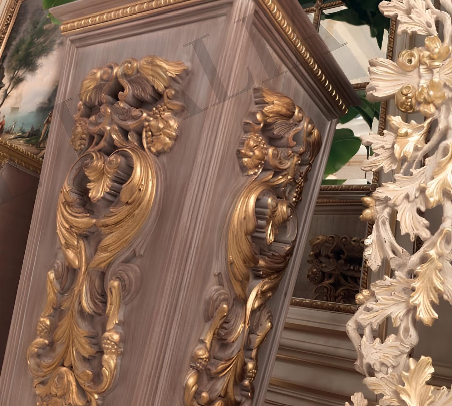 JVmoebel Dekovase Eleganter Blumenständer aus massivem Holz im Barock-Rokoko-Stil (1 St., Vase), Made in Europa