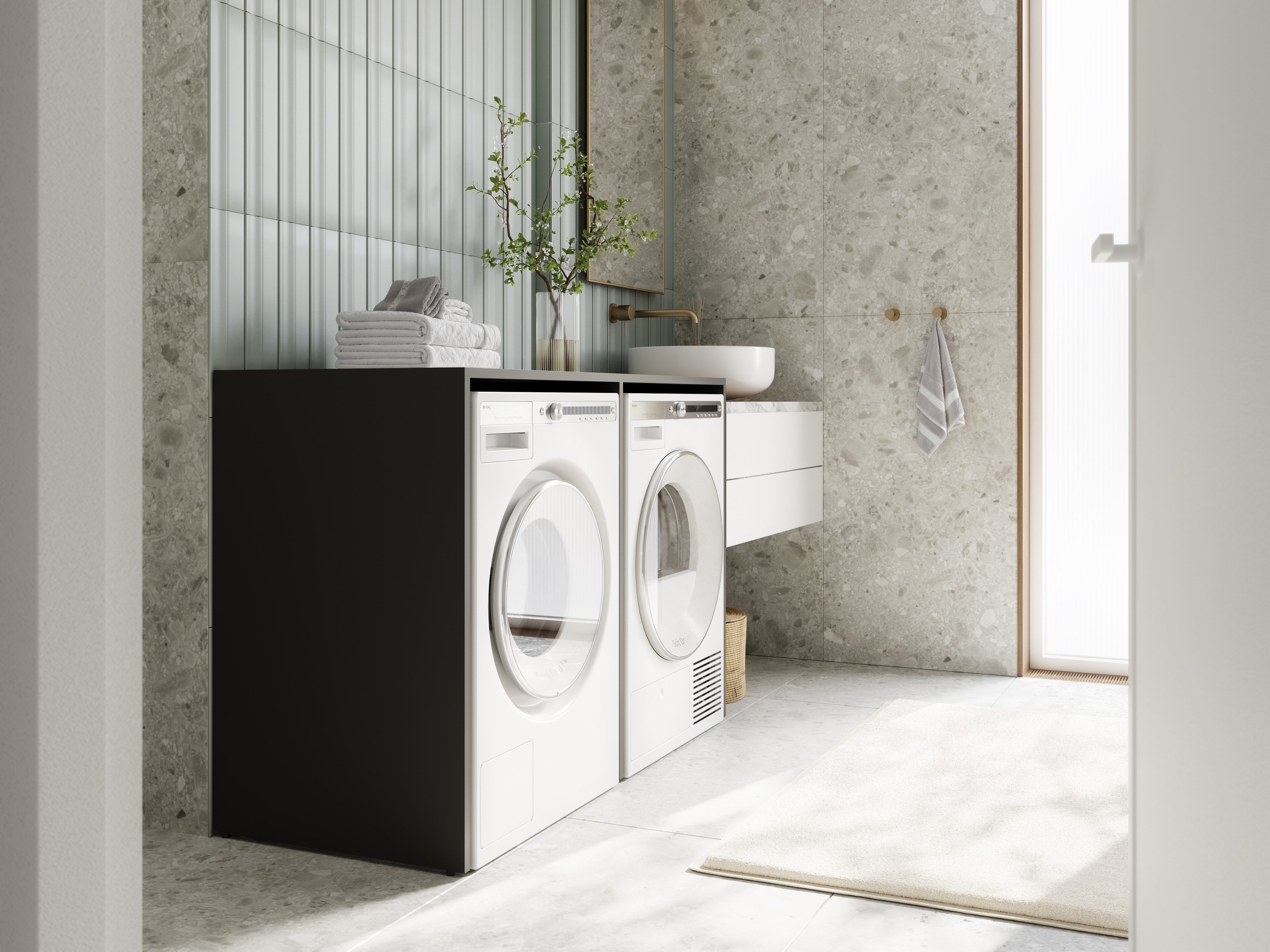 Platan Room Waschmaschinenumbauschrank DORA Waschmaschinenschrank 130 cm breit Überbauschrank Waschmaschine oder Wäschetrockner Schrank für Bad – Bild 4 von 5
