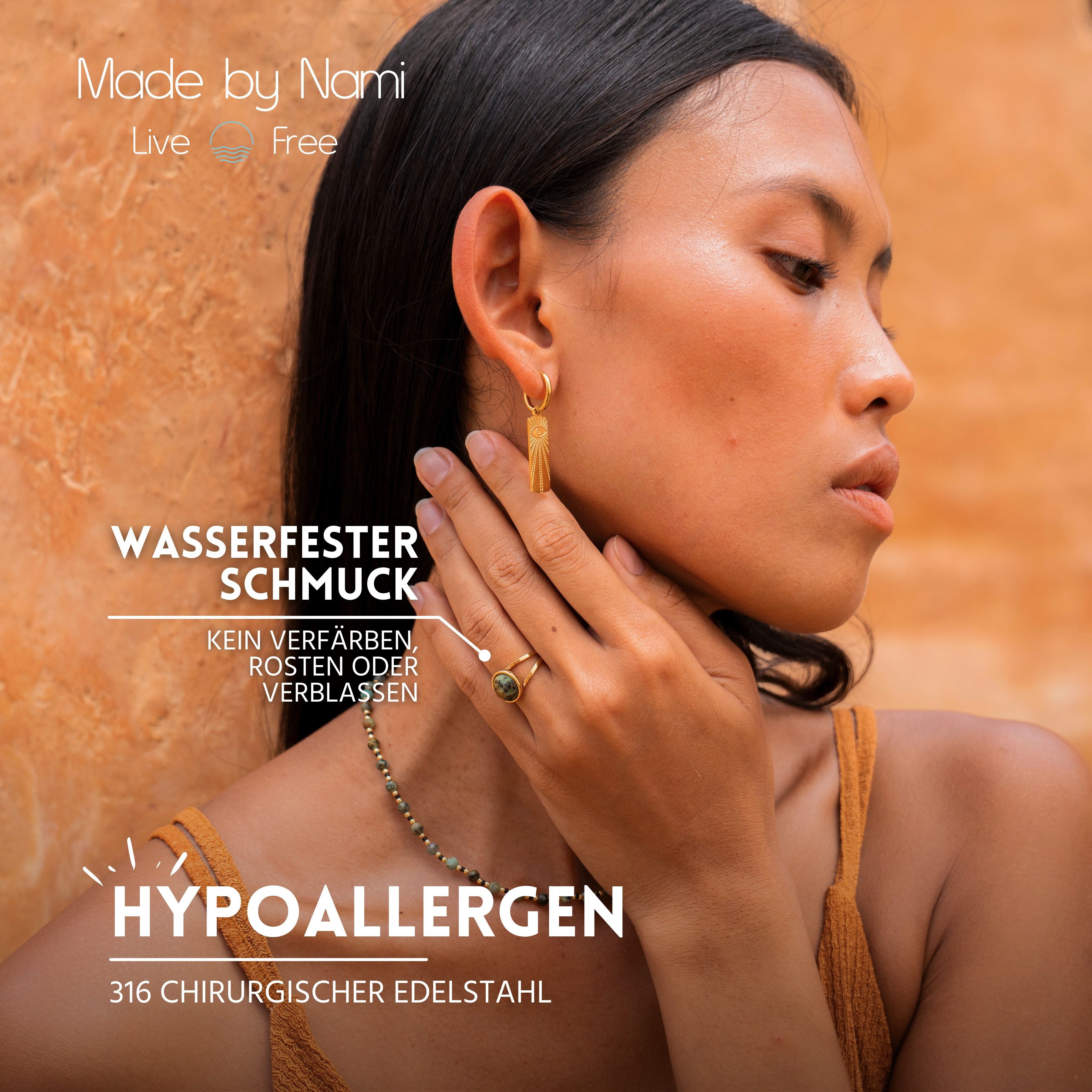 Made by Nami Fingerring Gold Damen mit Edelstein aus Chirurgischem Edelstah günstig online kaufen