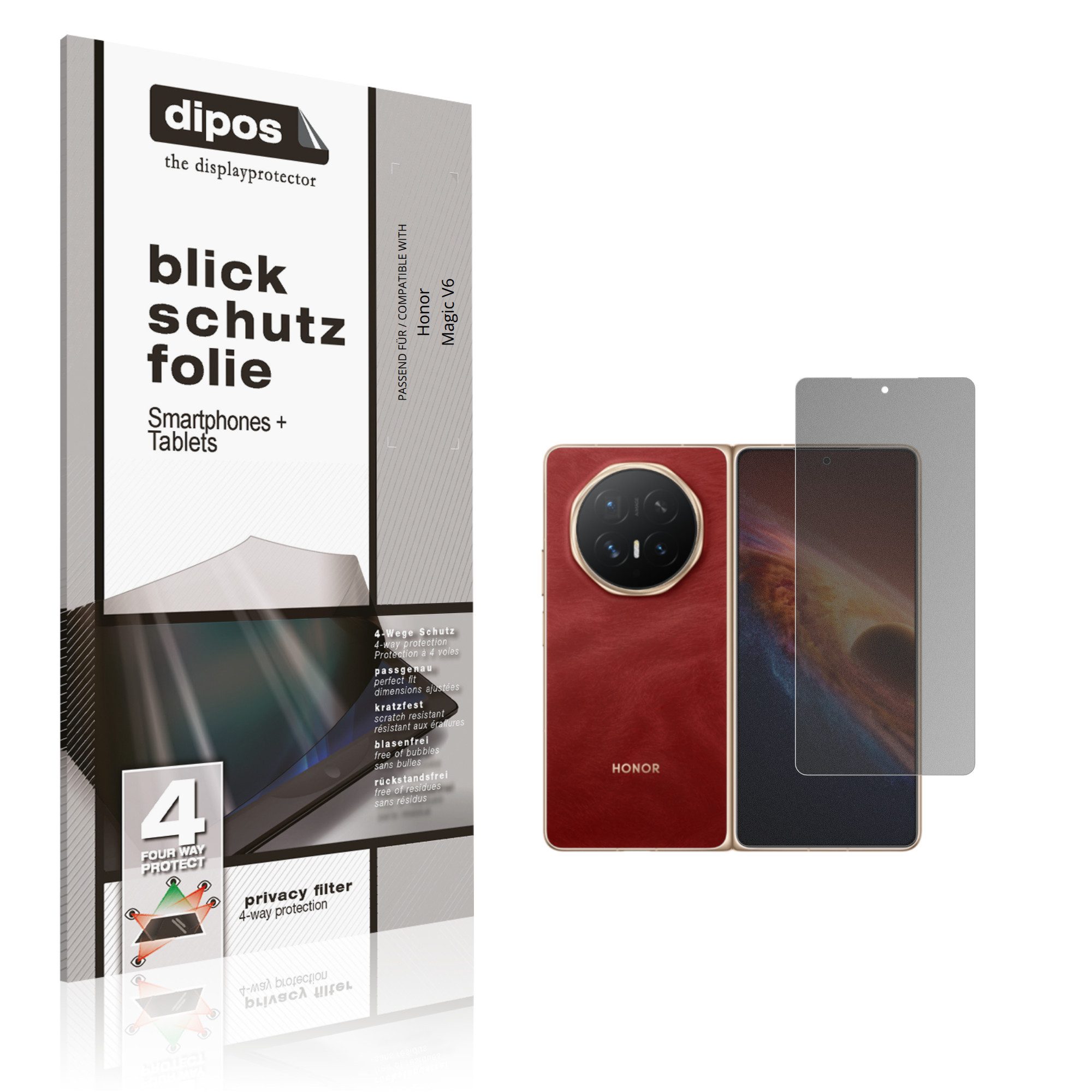 dipos Displayschutzfolie Schutzfolie für Honor Magic V6 Aussenseite, 1 Stück, Displayschutz Schutz Folie Made in Germany
