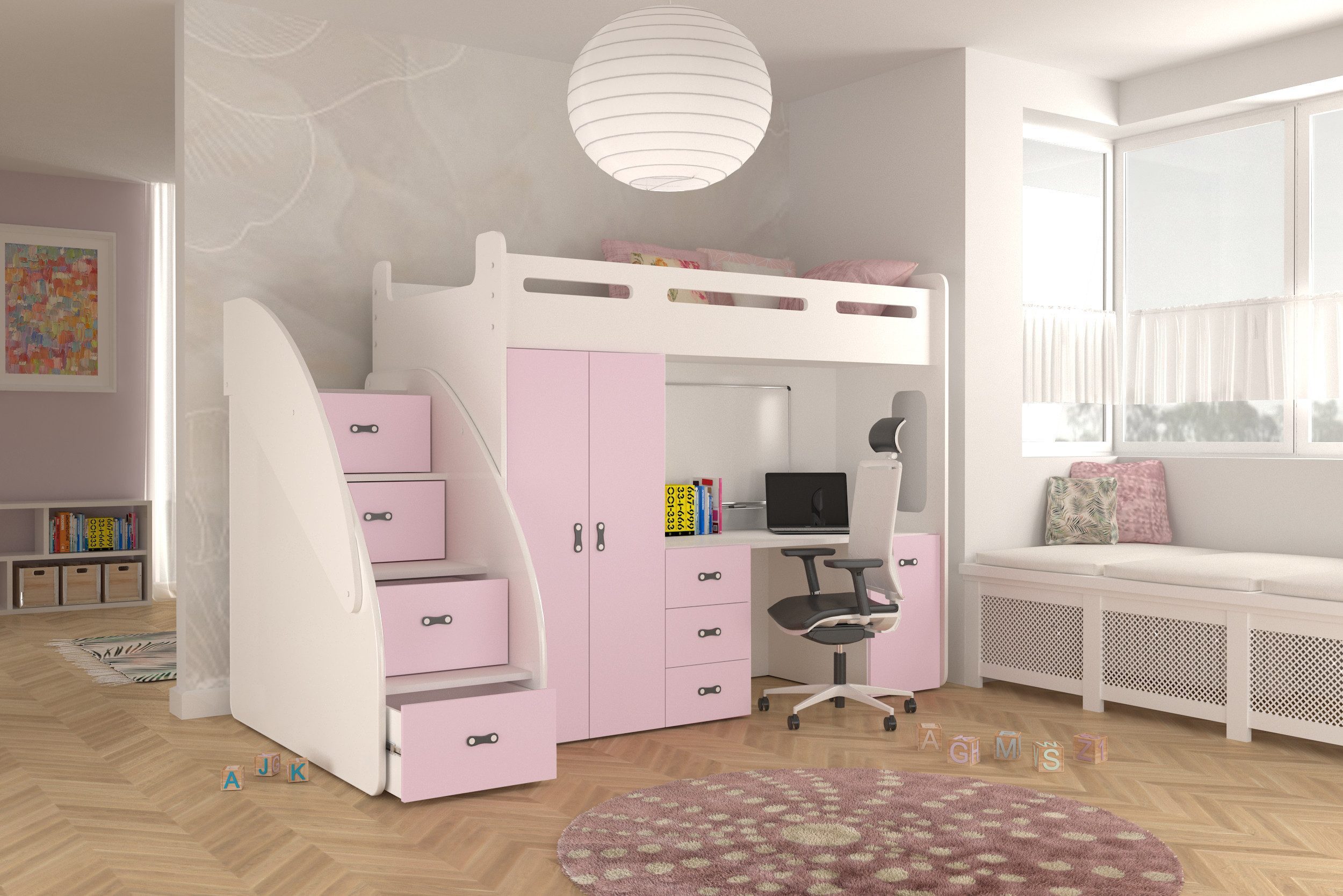 AJKmeble Hochbett Etagenbett 80x200cm mit Treppe, günstig online kaufen