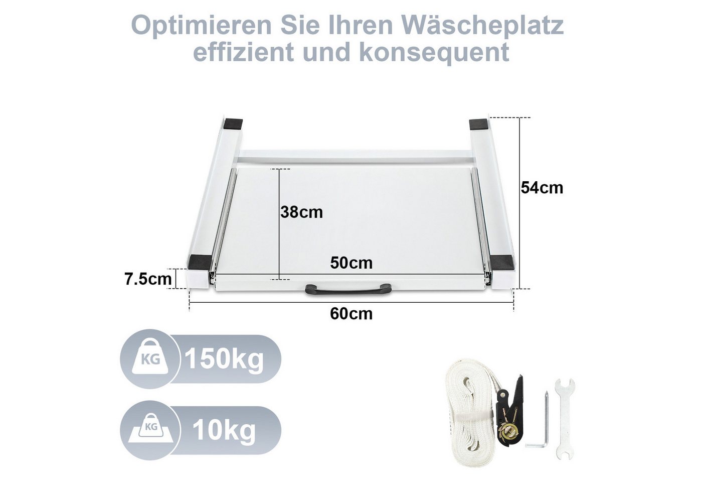 Thumbnail - Clanmacy Zwischenbaurahmen Verbindungsrahmen mit Ausziehplatte zubehör Weiß