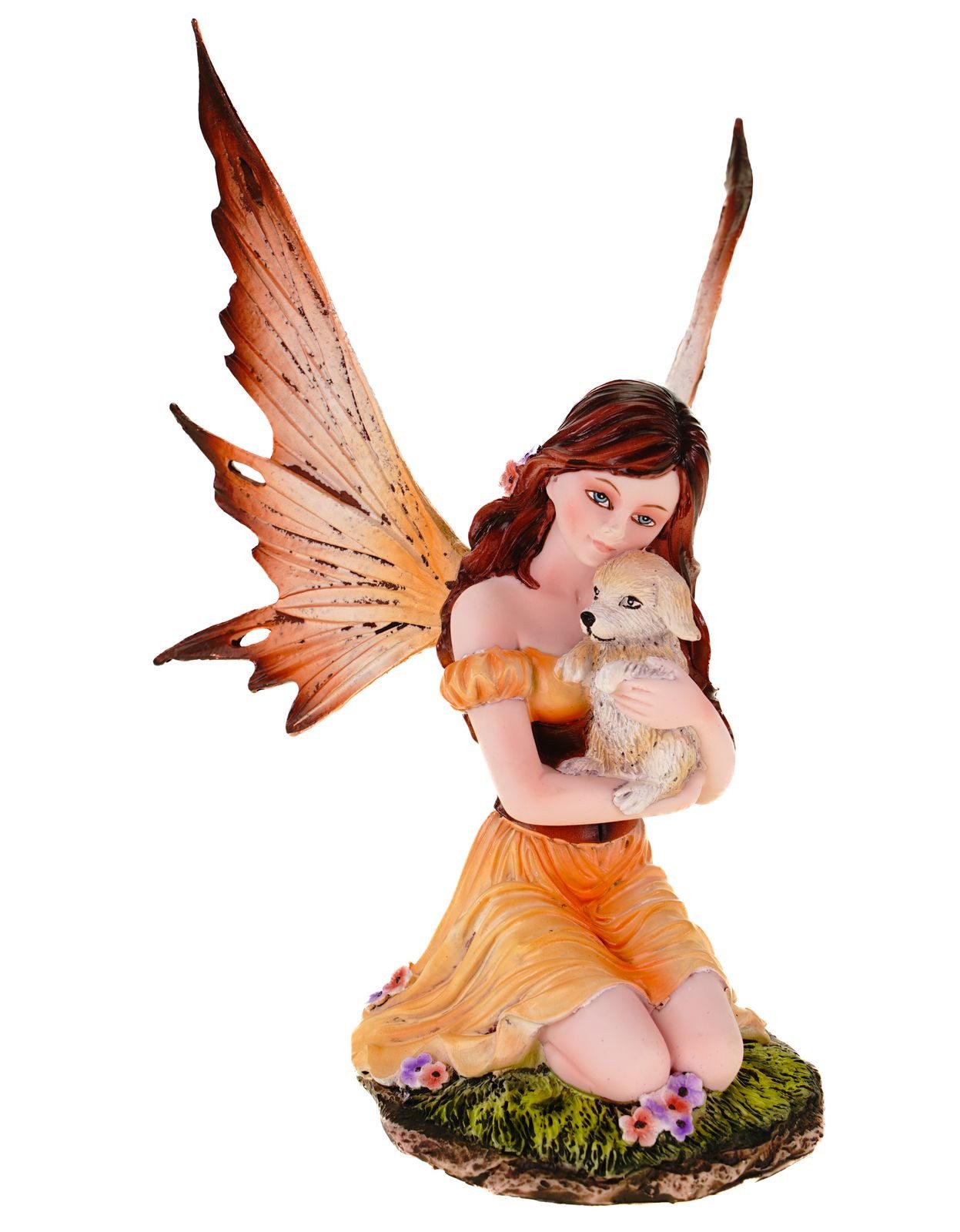 Vogler Dekofigur Fee Cao hält Hundewelpen im Arm 17 cm Fairy Feen Elfe Figur Skulptur