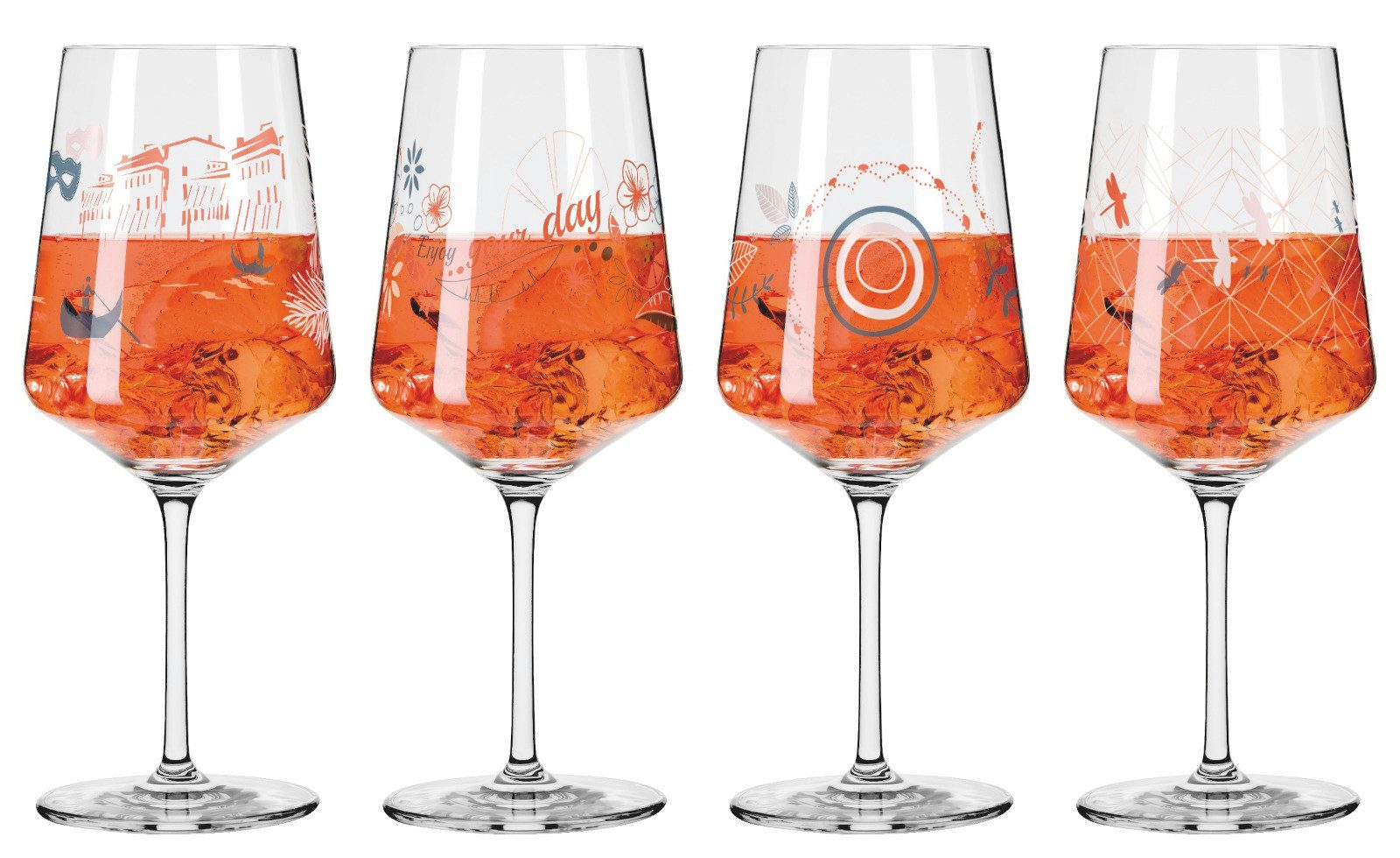 Ritzenhoff Gläser-Set Sommerrausch Aperizzo 4er Set F23, Kristallglas, 20,3 x 19,4 x 26,6 cm