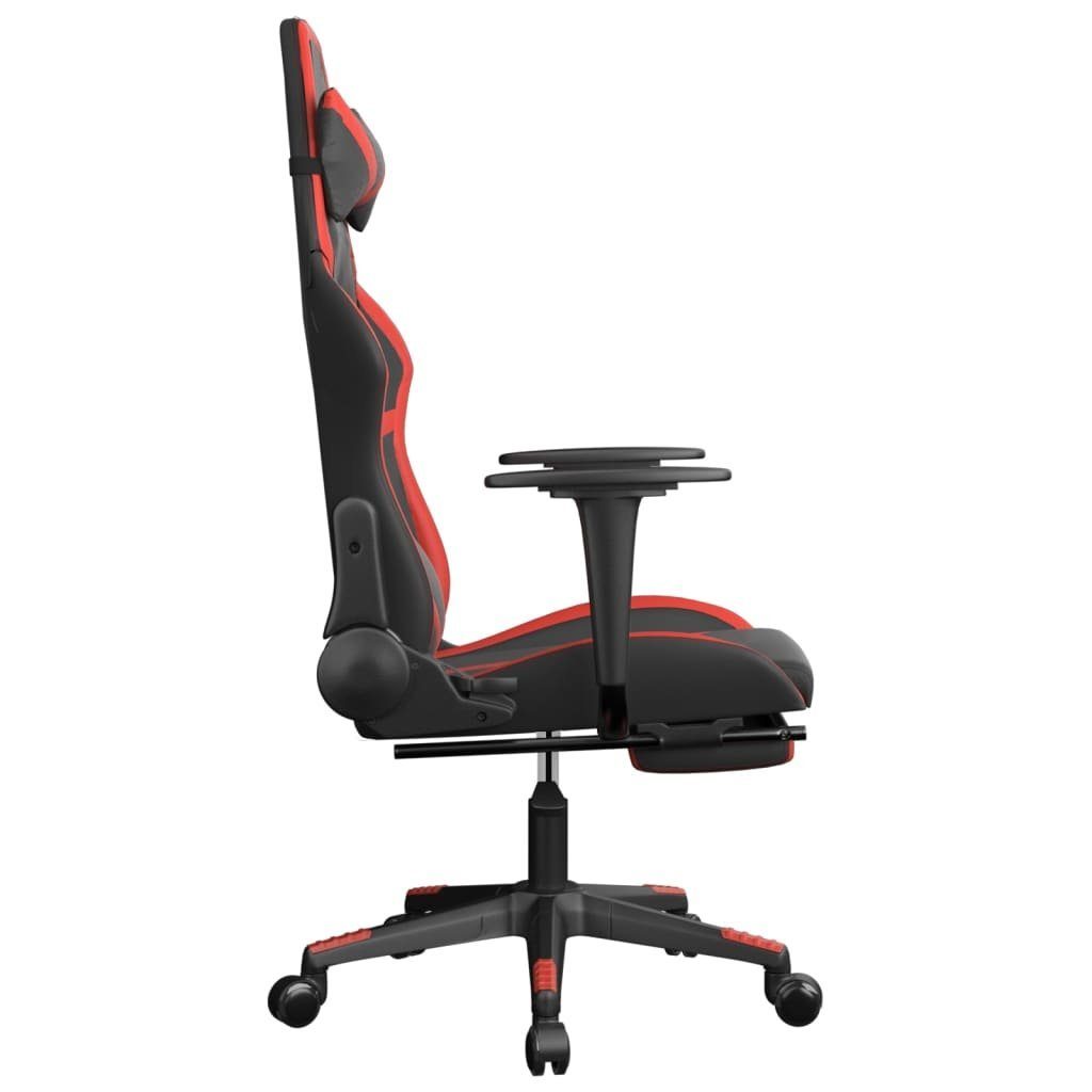 furnicato Gaming-Stuhl mit Massage & Kunstleder Schwarz Rot & (1 Fußstütze St)