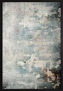 queence Leinwandbild Abstrakt Hellgrau, Abstrakt, mit einem Schattenfugenrahmen veredelt