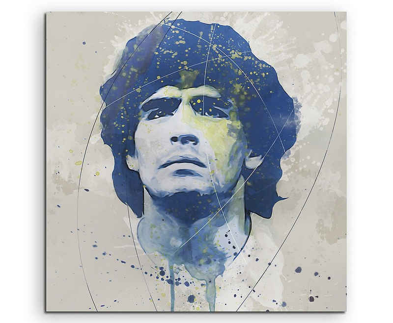 Sinus Art Leinwandbild Diego Maradona Aqua 60x60cm Aqua Art Wandbild