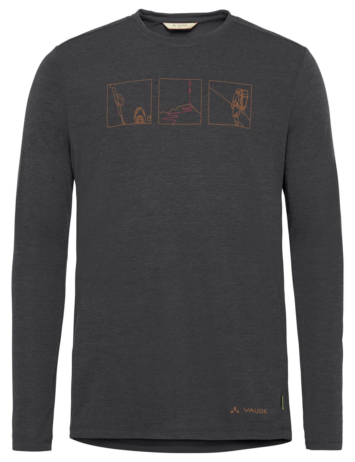 VAUDE T-Shirt Men's Rosemoor LS T-Shirt III (1-tlg) Grüner Knopf black/silt brown