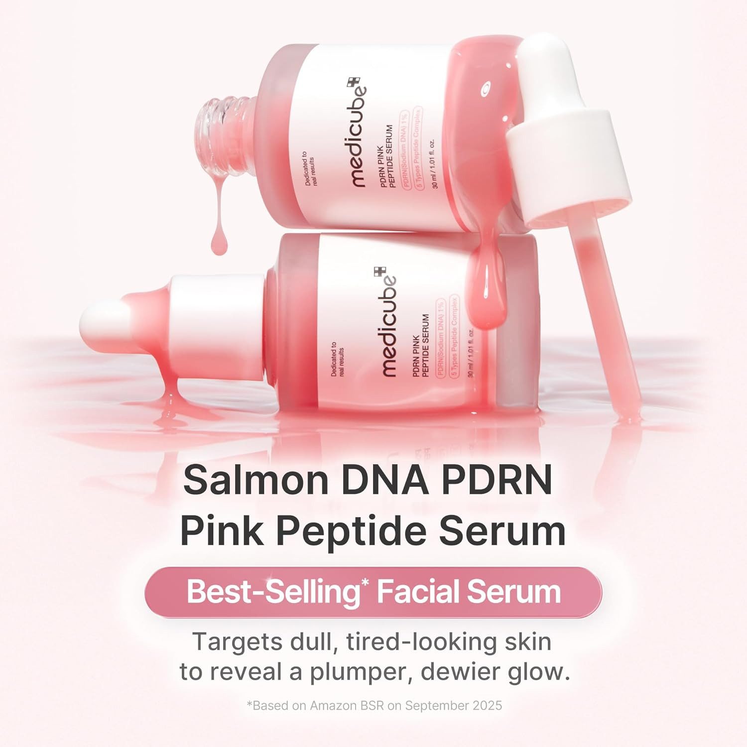 Medicube Anti-Aging-Creme Salmon DNA PDRN Pink Peptide Serum Sorgt für einen natürlichen „Pink Glow“ 30ml, Korean Skincare Glow & Anti-Aging Serum