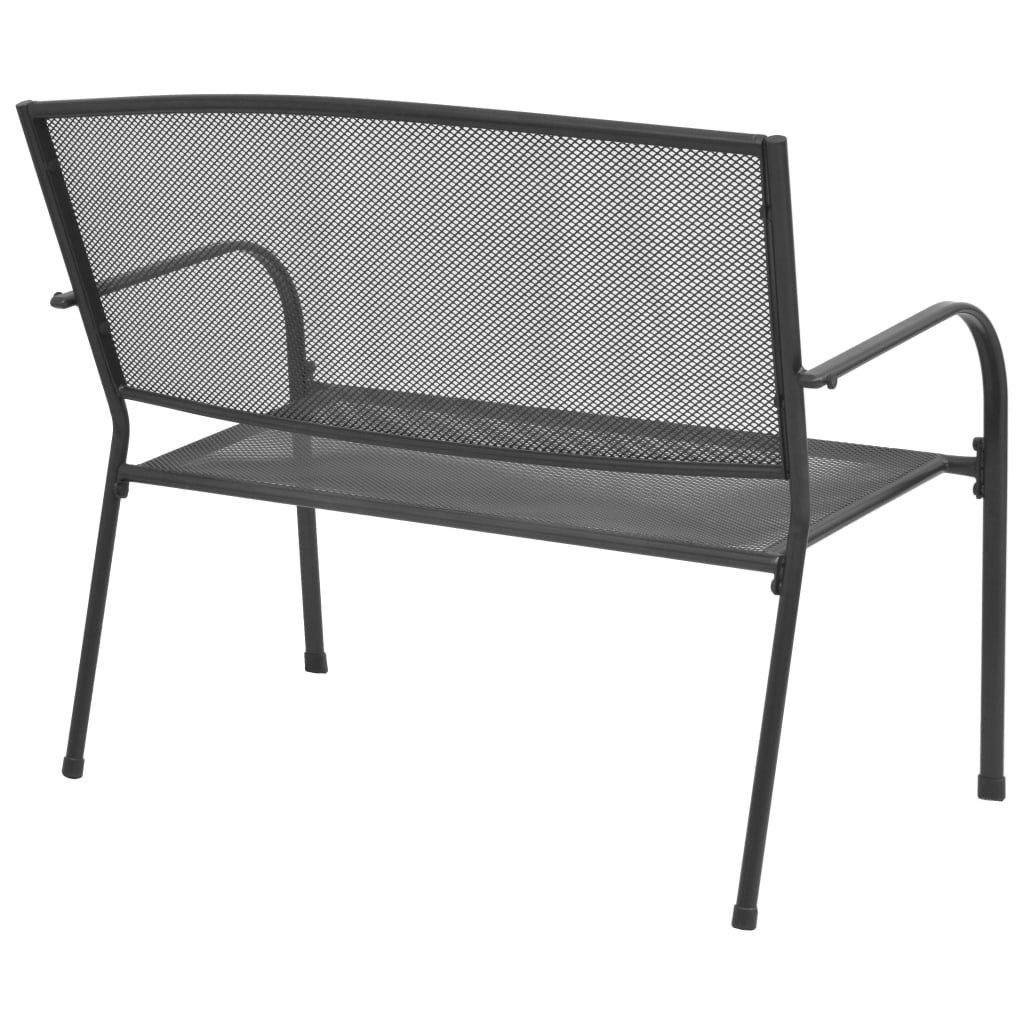 vidaXL Gartenbank Gartenbank 108 cm Stahl und Drahtgitter Anthrazit
