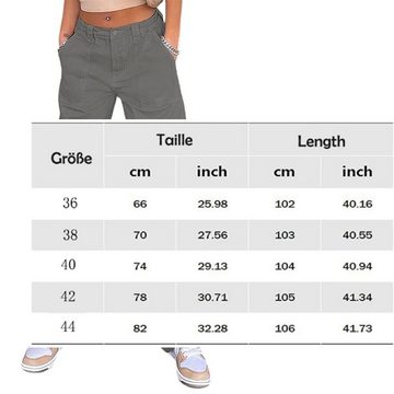 FIDDY Baukastenhose Hose mit hoher Taille Baggy High Waist Jeans für Damen