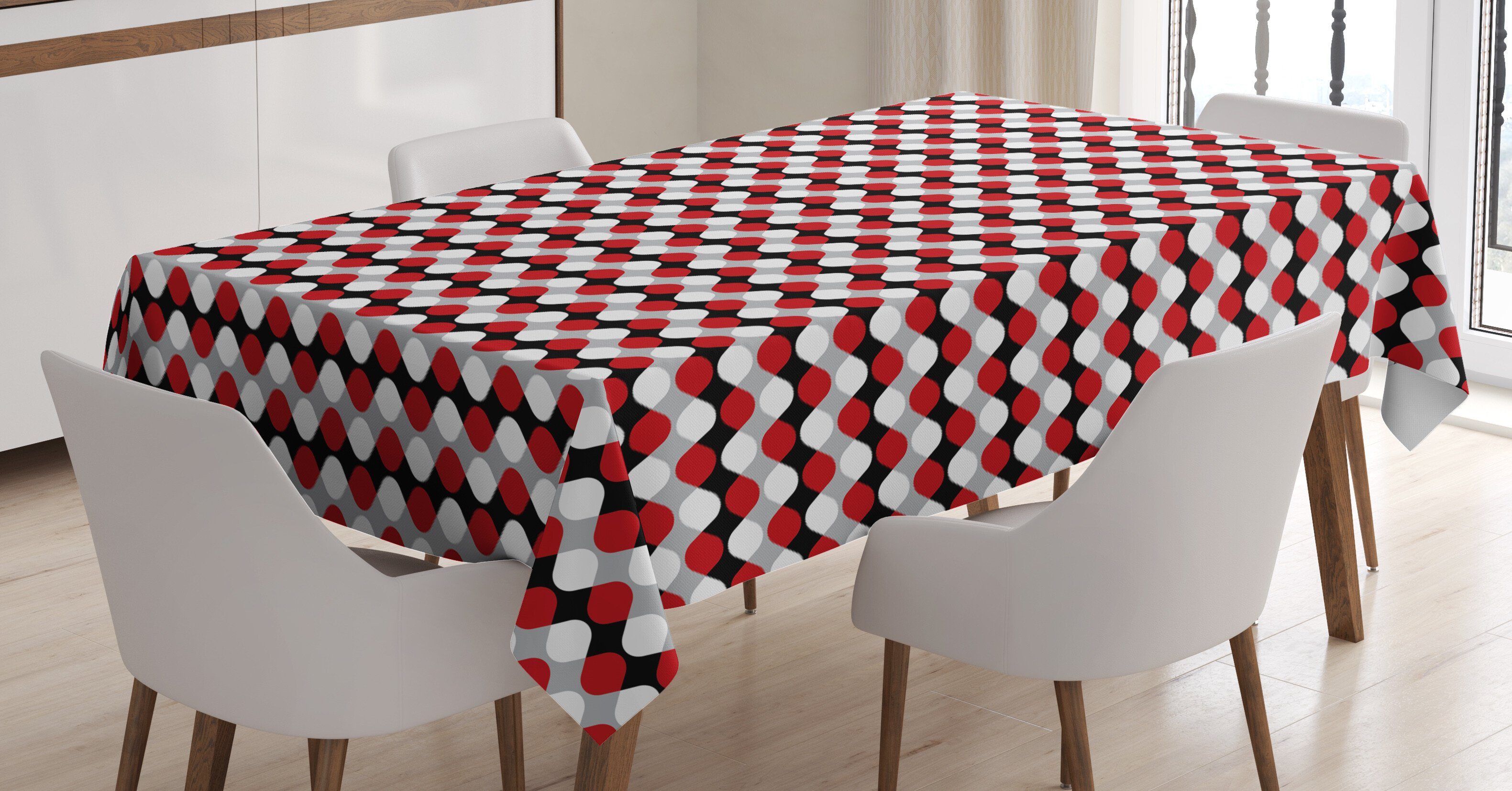 Abakuhaus Tischdecke Bereich den Außen Waschbar Farben, Für Klare Formen ovale geeignet Farbfest Geometrisch Bicolor