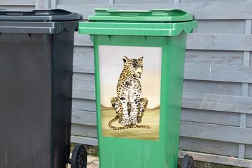 MuchoWow Wandsticker Tiere - Dschungel - Leopard (1 St), Mülleimer-aufkleber, Mülltonne, Sticker, Container, Abfalbehälter