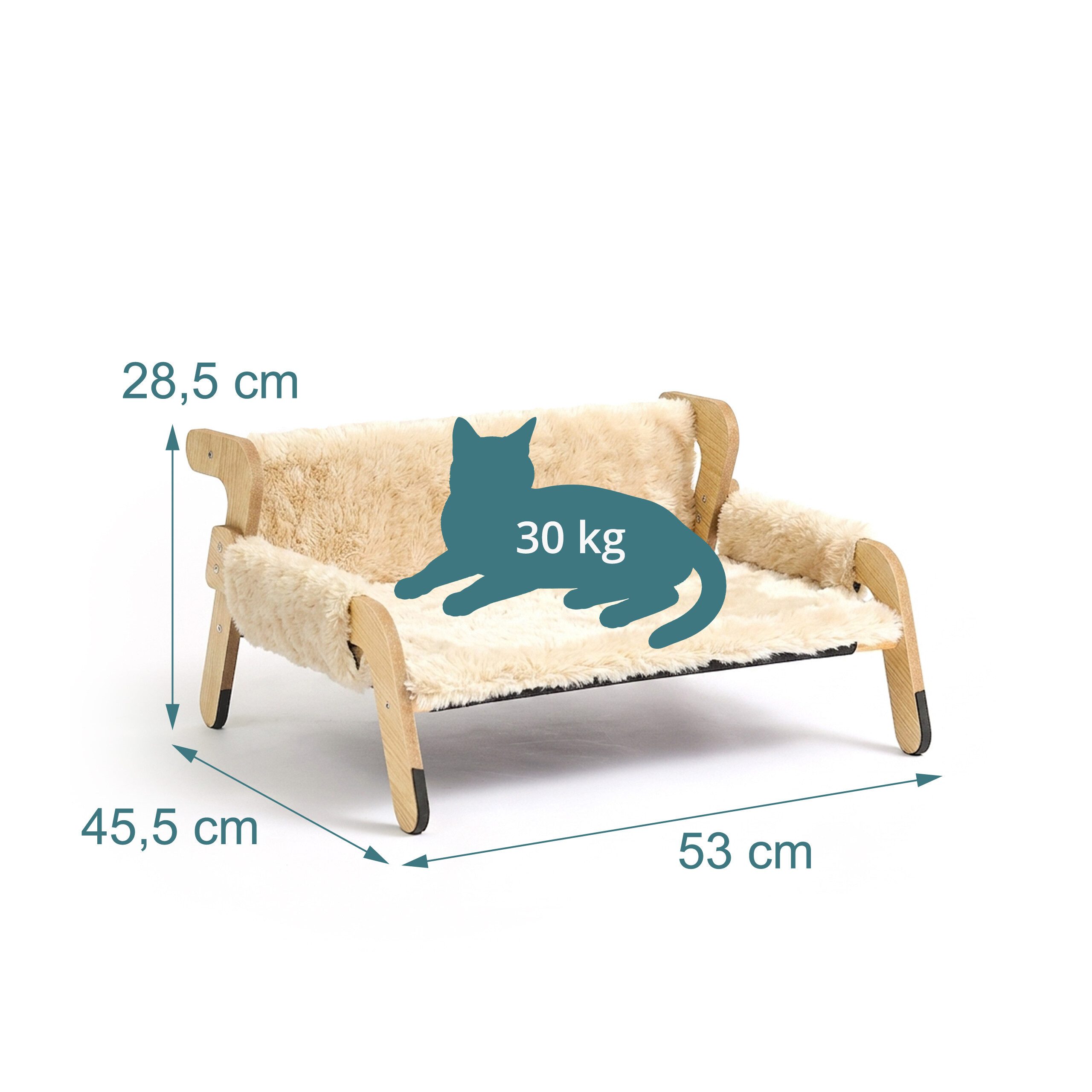 relaxdays Tierbett Erhöhtes Katzenbett mit Plüsch, Polyester-Plüsch, Beige – Bild 4 von 5