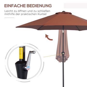 Outsunny Sonnenschirm Marktschirm mit Handkurbel, aus Alu 180/ Polyester, LxB: 260x260 cm, Marktschirm, Sonnenschirm, ohne Schirmständer