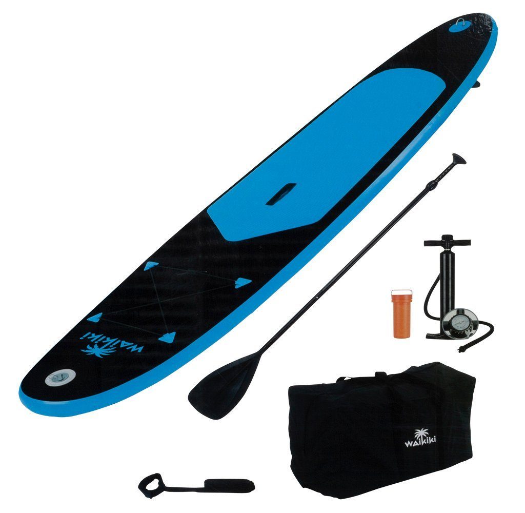 Trendyshop365 SUP-Board Waikiki XL aufblasbares Stand-Up-Paddleboard, (Komplettset, inkl. Standpumpe, Transportsack, Fangleine, Paddel), Stand Up Paddling