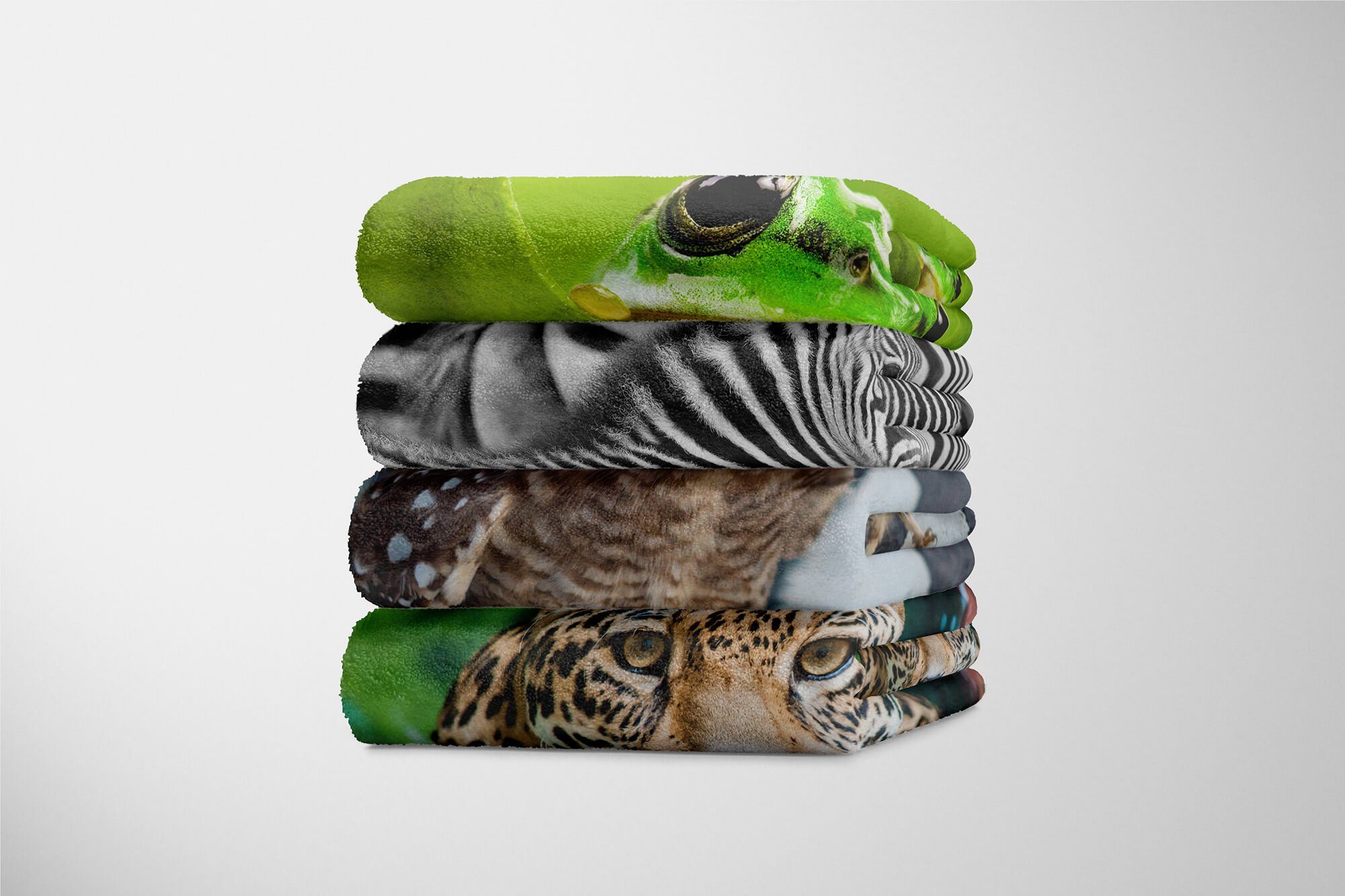 Baumwolle-Polyester-Mix mit Handtuch Sinus Handtücher Tiermotiv kleine Saunatuch Kuscheldecke (1-St), Strandhandtuch Eule Handtuch Str, Art am