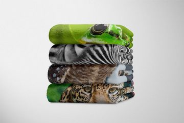 Sinus Art Handtücher Handtuch Strandhandtuch Saunatuch Kuscheldecke mit Tiermotiv kleine Eule am Str, Baumwolle-Polyester-Mix (1-St), Handtuch