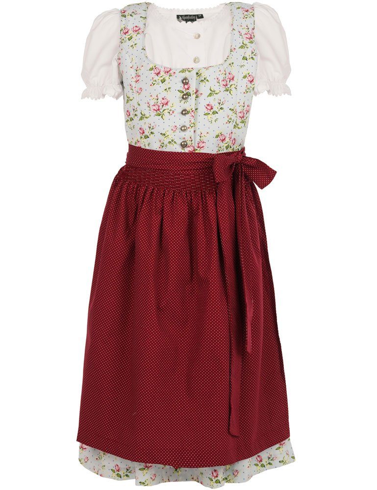 Maddox Dirndl Kinder Trachten 'Elli' 3-tlg., Blümchen Hellblau