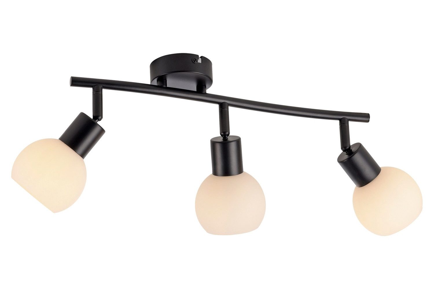 JUST LIGHT LED Deckenstrahler LOKI, 3-flammig, Schwarz, Weiß, Metall, Opalglas, Verstellbare Lampenschirme, LED fest integriert, Extra-Warmweiß, B 56 x H 20 x T 26 cm