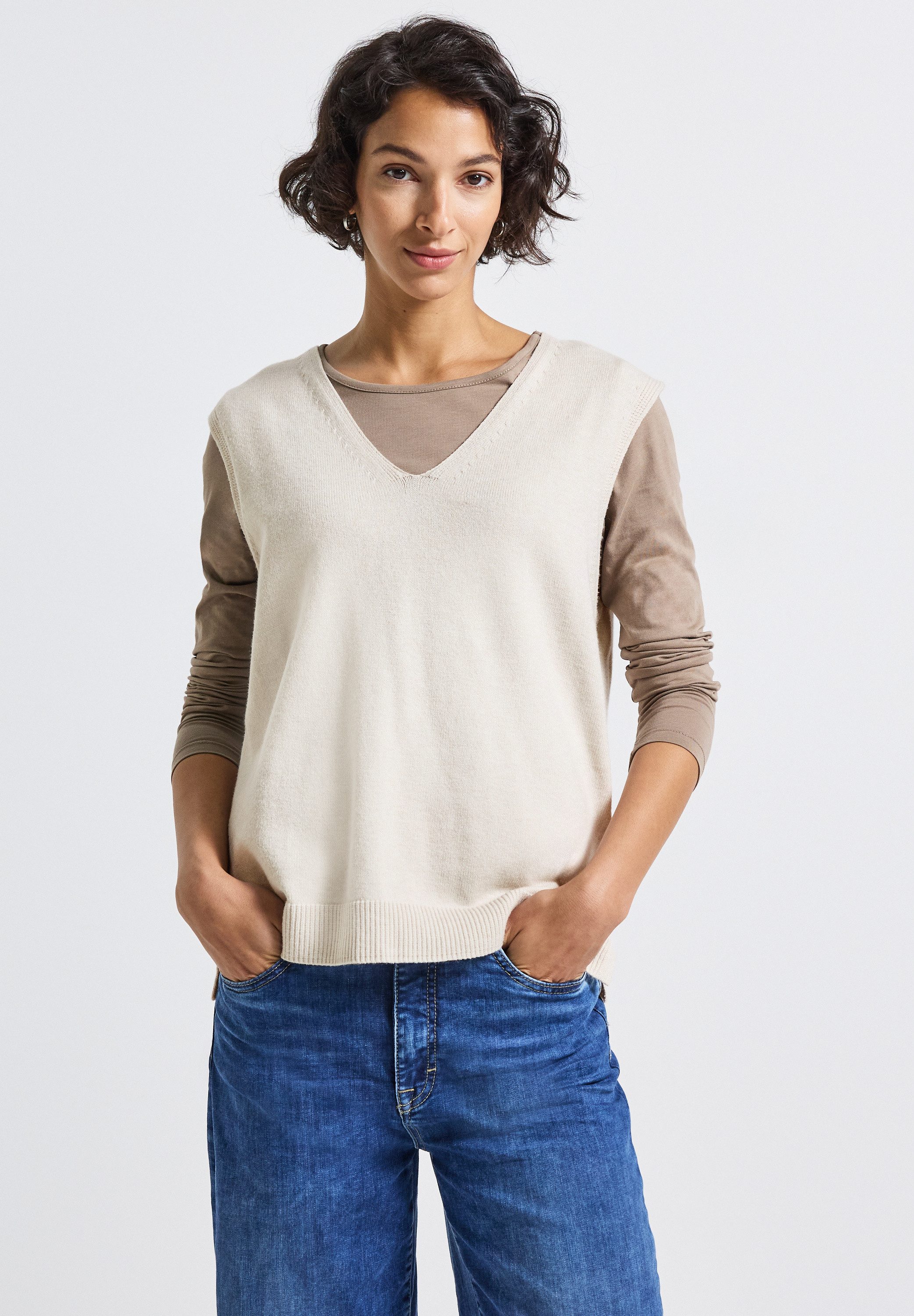 STREET ONE Kurzarmpullover aus softem Materialmix