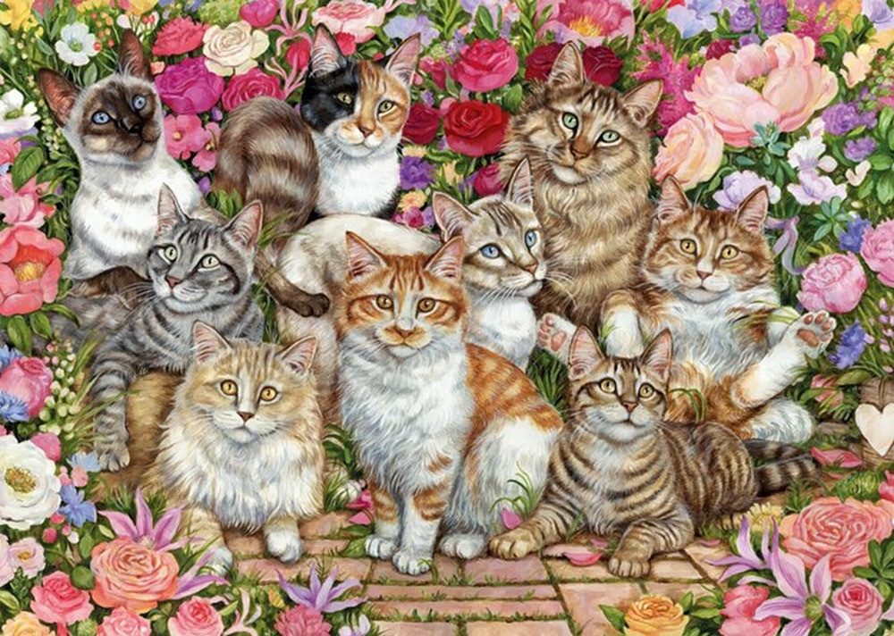 Falcon Puzzle FALCON Puzzle zwischen Blumen 1000 Teile, Puzzleteile
