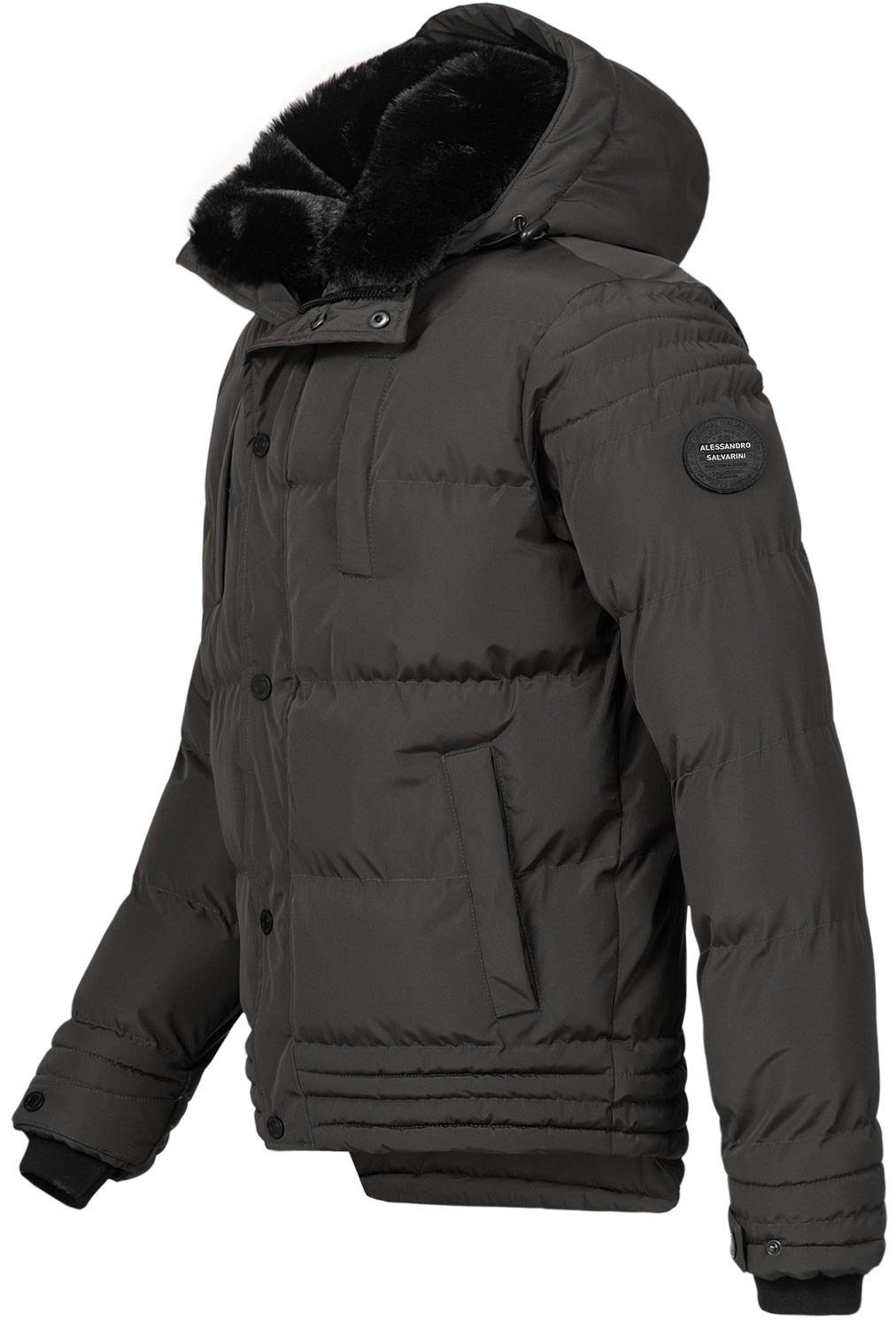 Alessandro Salvarini Winterjacke ASFabiano mit warmem Teddyfell und abnehmbarer Kapuze – Bild 4 von 5