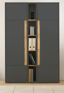 Furn.Design Aktenschrank Center (Büroschrank Set in grau mit Wotan Eiche, 3-teilig, 120 x 200 cm) 15 Fächer