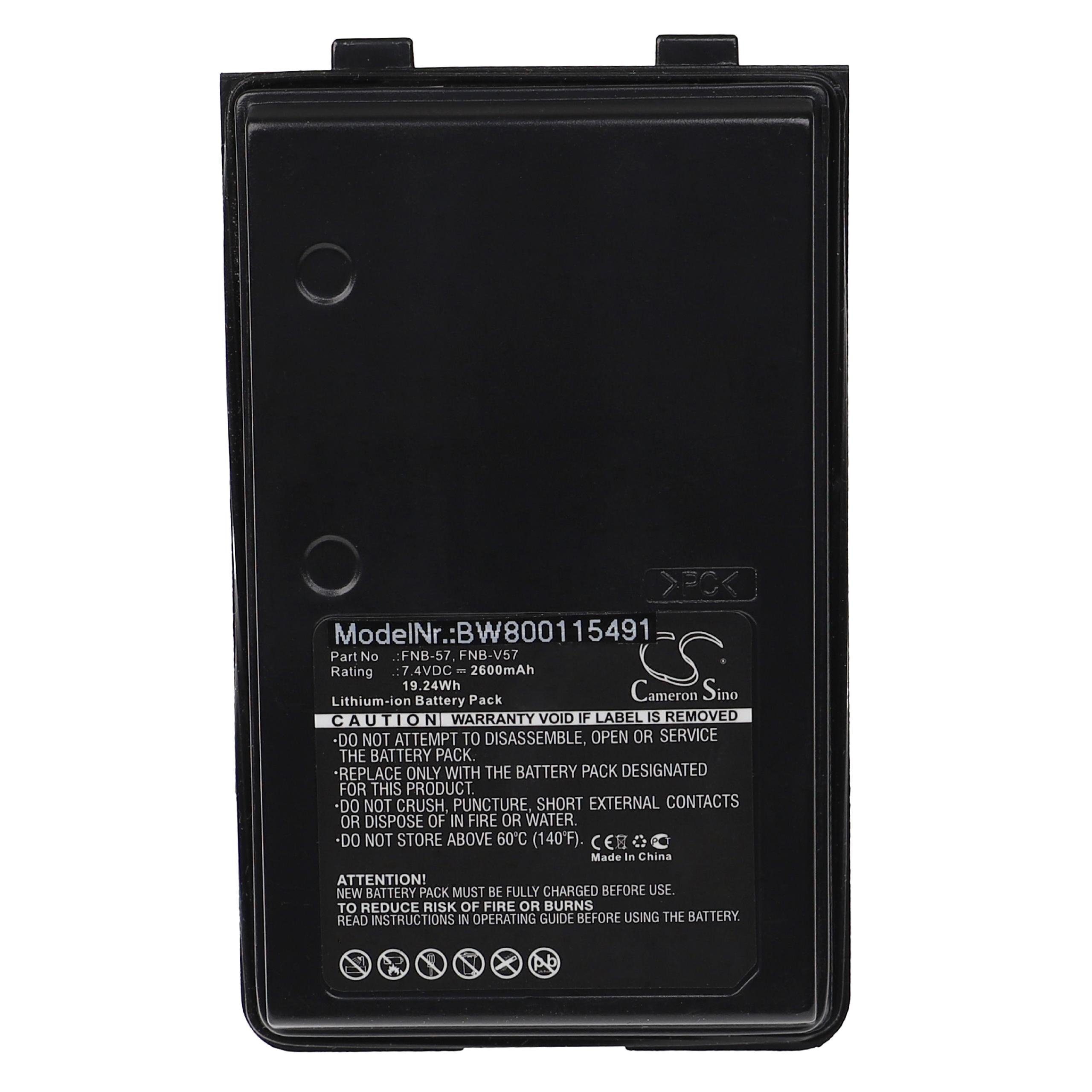 vhbw Ersatz für Yaesu / Vertex, FNB-V94, FNB-94 für Akku Li-Ion 2600 mAh (7,4 V)