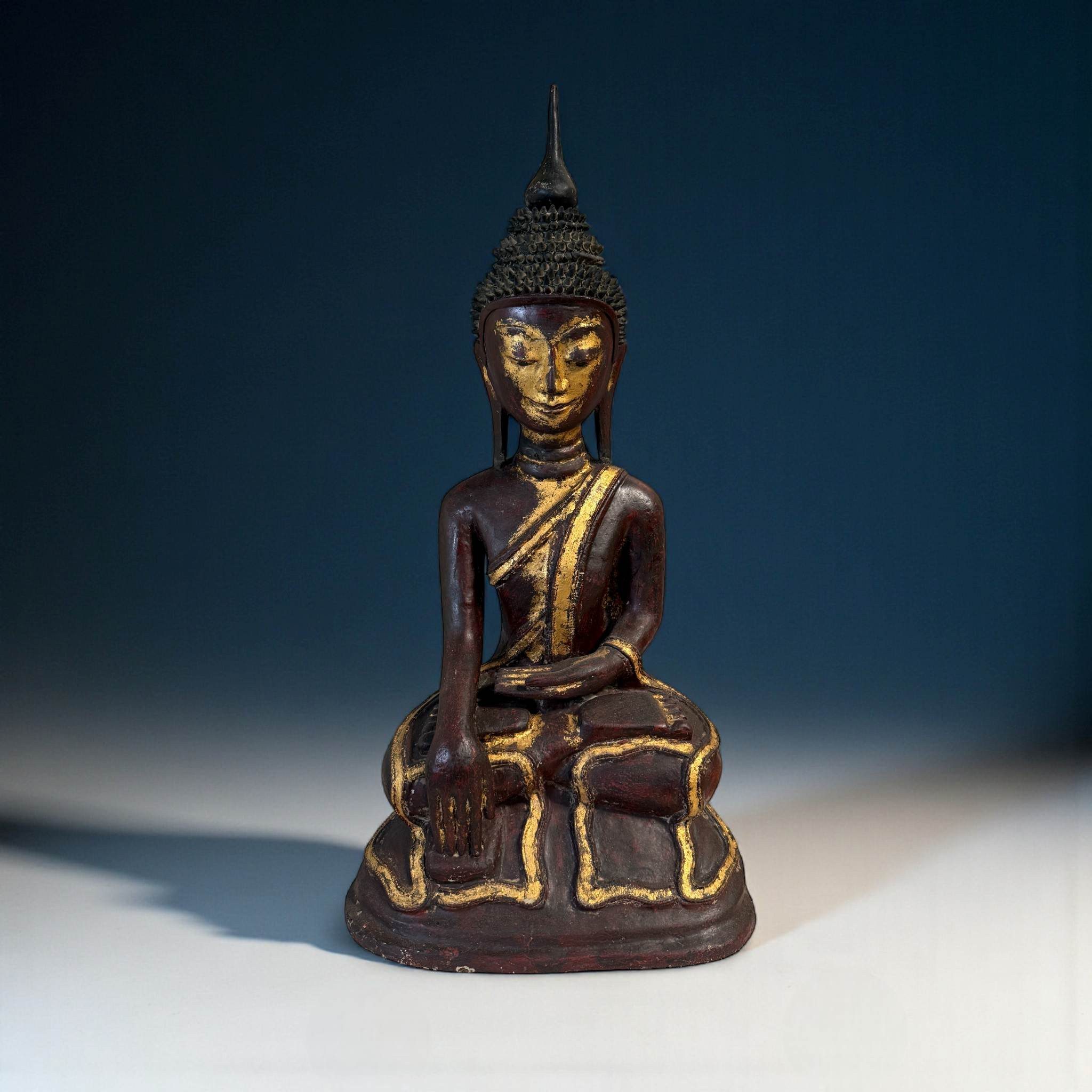 Asien LifeStyle Buddhafigur Lacquerware Buddha Statue Burma Skulptur 73 cm groß