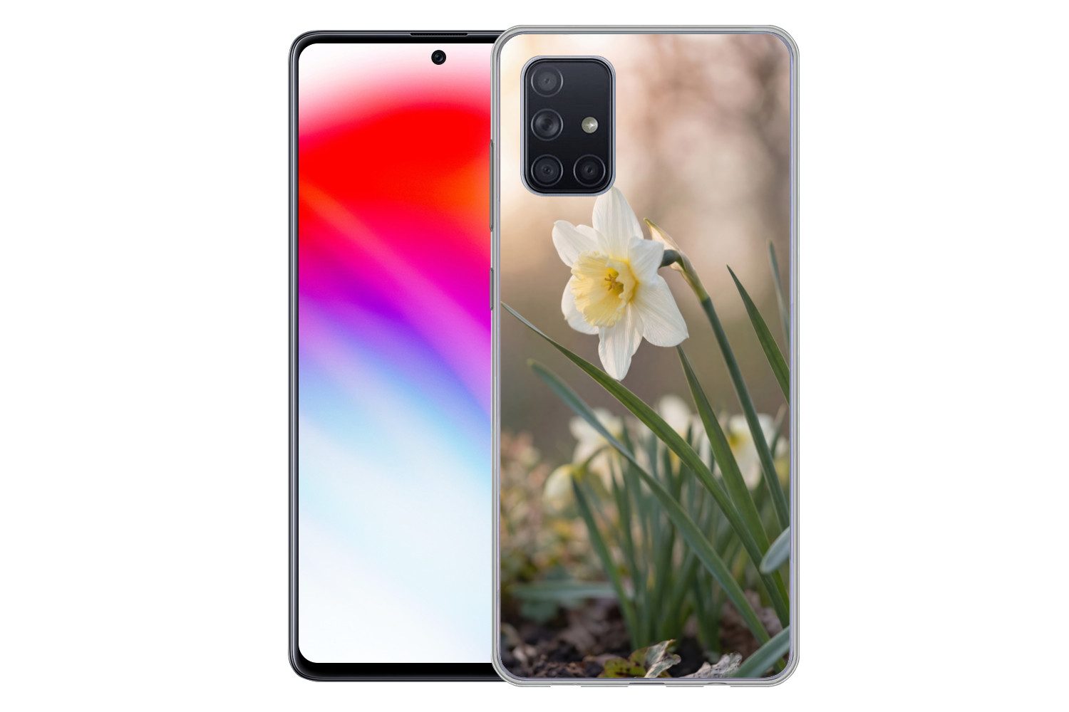 MuchoWow Handyhülle für Samsung Galaxy A51 Narzisse - Blume - Minimalistisch, Smartphone-Bumper, Print, Handy Schutzhülle Dünn
