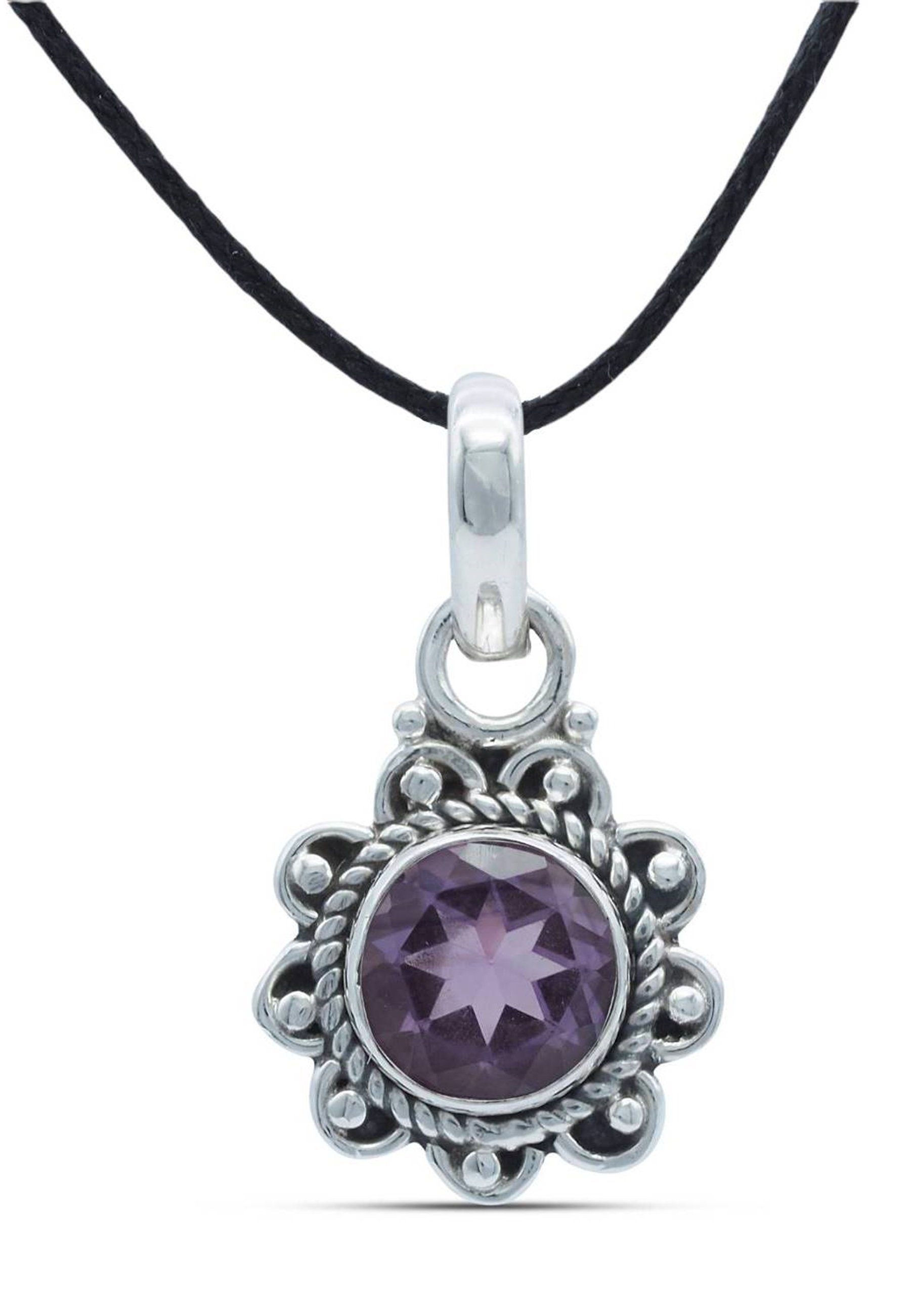 mantraroma Silber Kettenanhänger mit facettiert Amethyst 925er