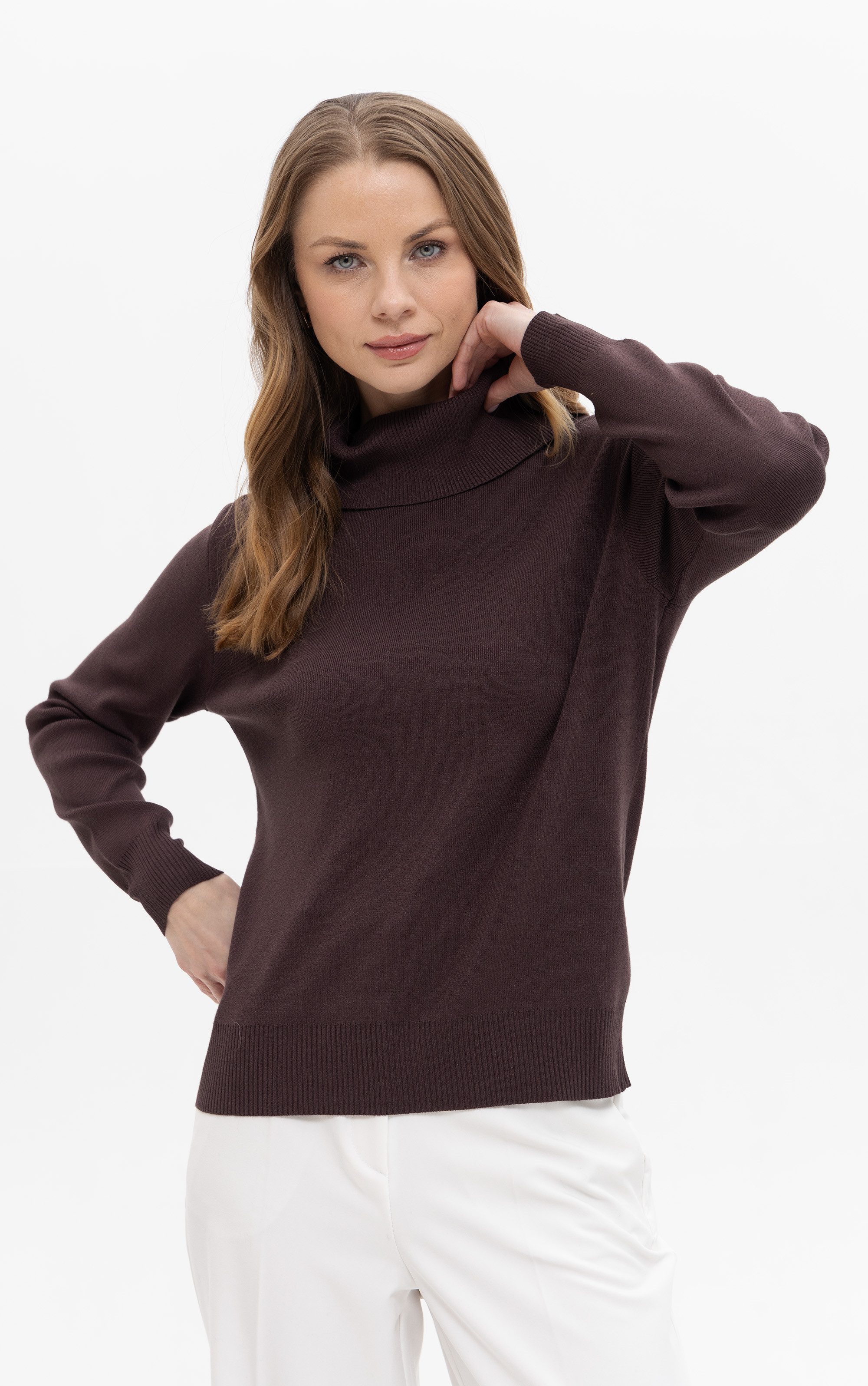 Passioni Rollkragenpullover mit Rippbund