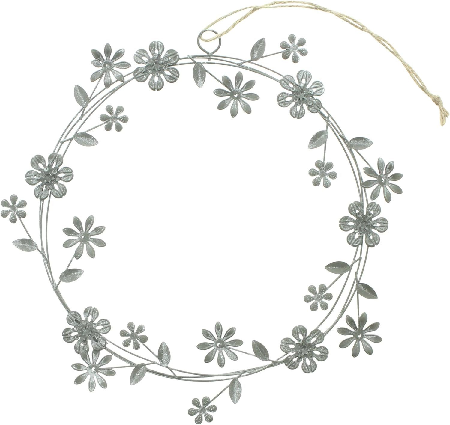 Dekoleidenschaft Dekokranz Dekohänger "Blütenkranz" aus Metall, grau, weiß günstig online kaufen