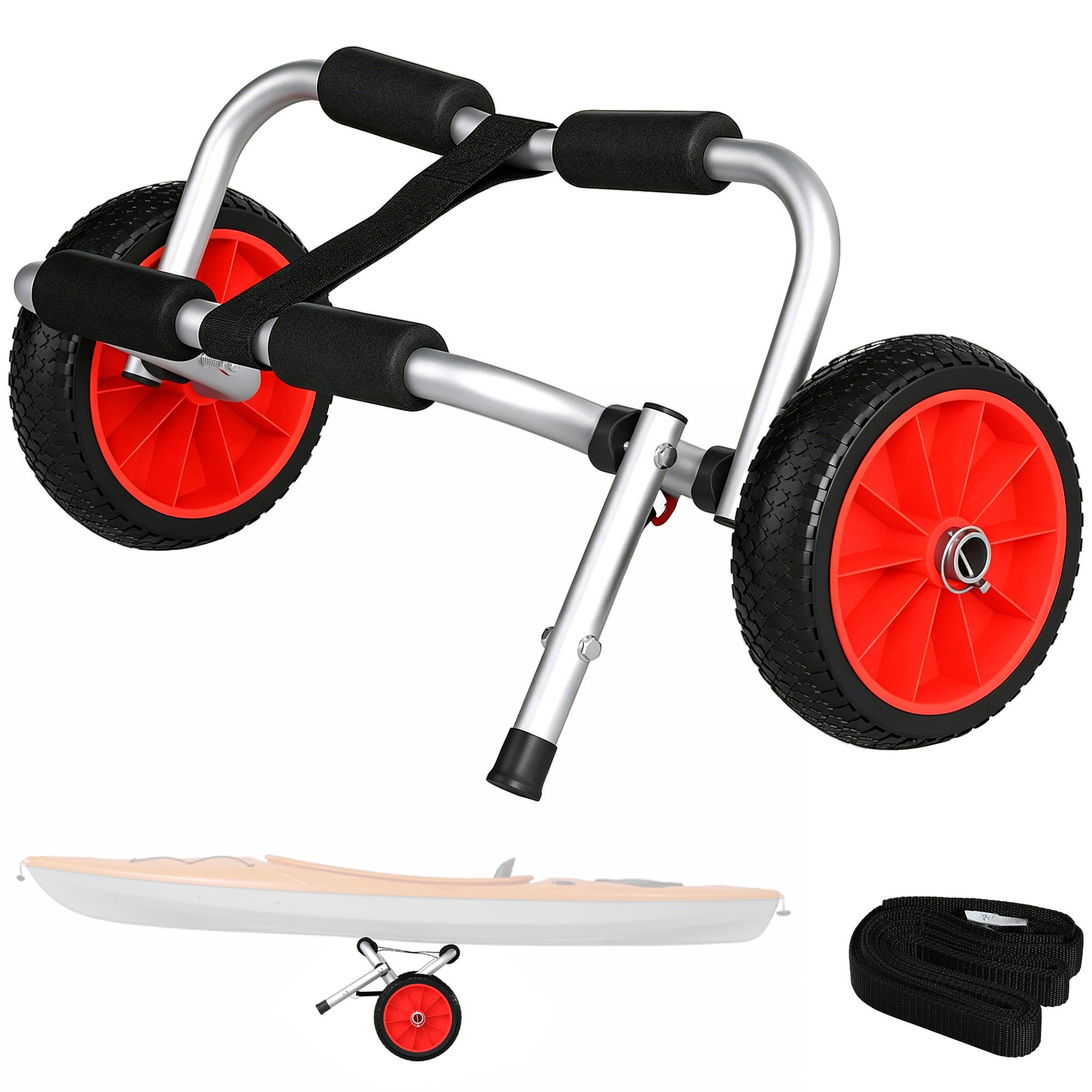 SUP-Transportwagen Kajak-Transportwagen klappbar, 70 kg, All-Terrain-Reifen, Alu