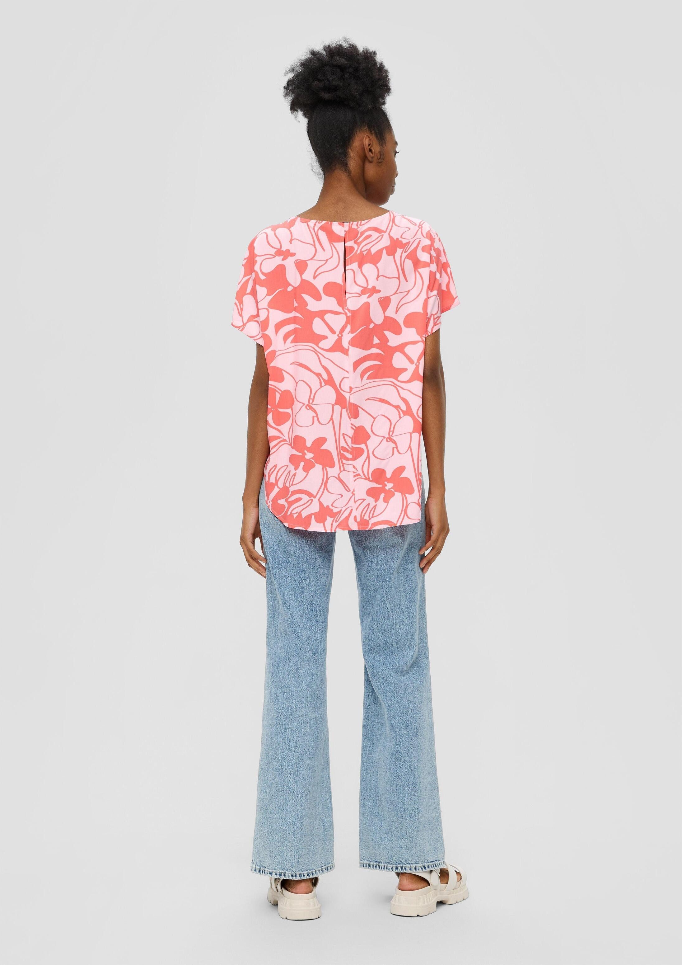 QS Kurzarmbluse Bluse Oversized Blusenshirt aus Viskose