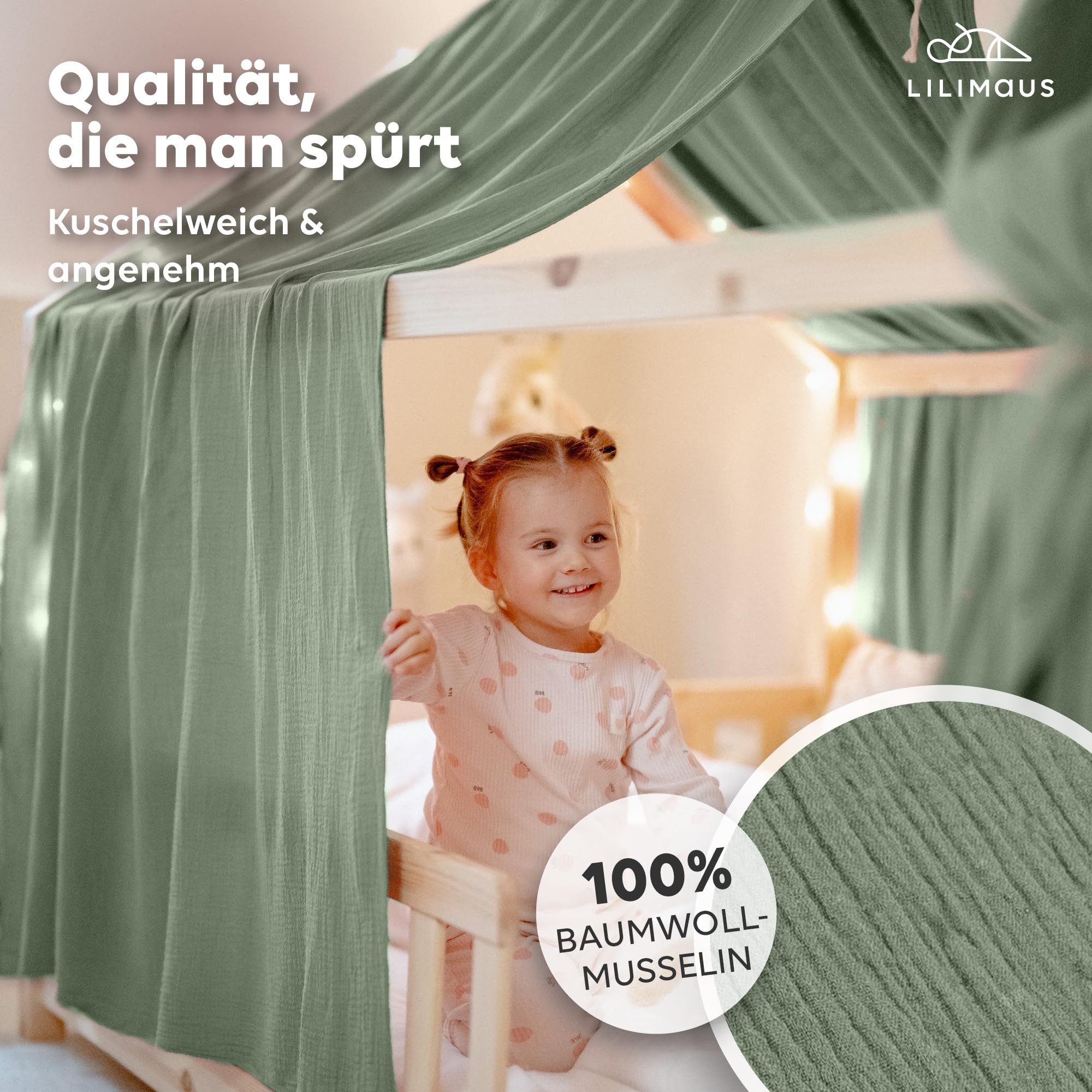 lilimaus Betthimmel Hausbetthimmel Baumwoll Musselin Betthimmel Kinder Haus günstig online kaufen