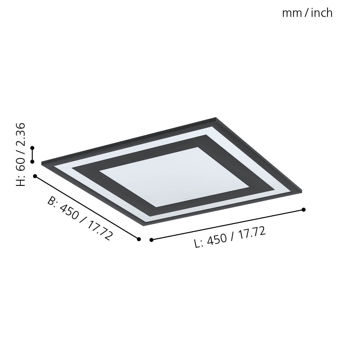 EGLO LED Deckenleuchte inklusive, Schwarz, Flurlampe Decke Weiß, Leuchtmittel Savatarila, Deckenlampe, in cm L45