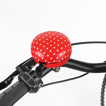 FISCHER Fahrrad Fahrradklingel 80mm Fahrrad-Klingel XXL + Sattel-Decke Rot, Fahrrad-Glocke + Sattel-Bezug Ding Dong Glocke Set Maxi Bell