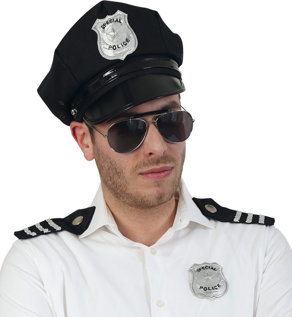 Fries Polizei-Kostüm 3-tlg Polizei Set Schulterklappen Polizeiabzeichen Emblem Kostüm