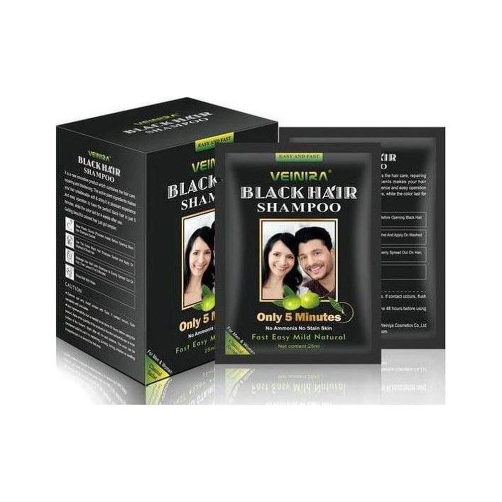 Haarshampoo Veinira Black Hair Color Shampoo 10 Packs of 25g