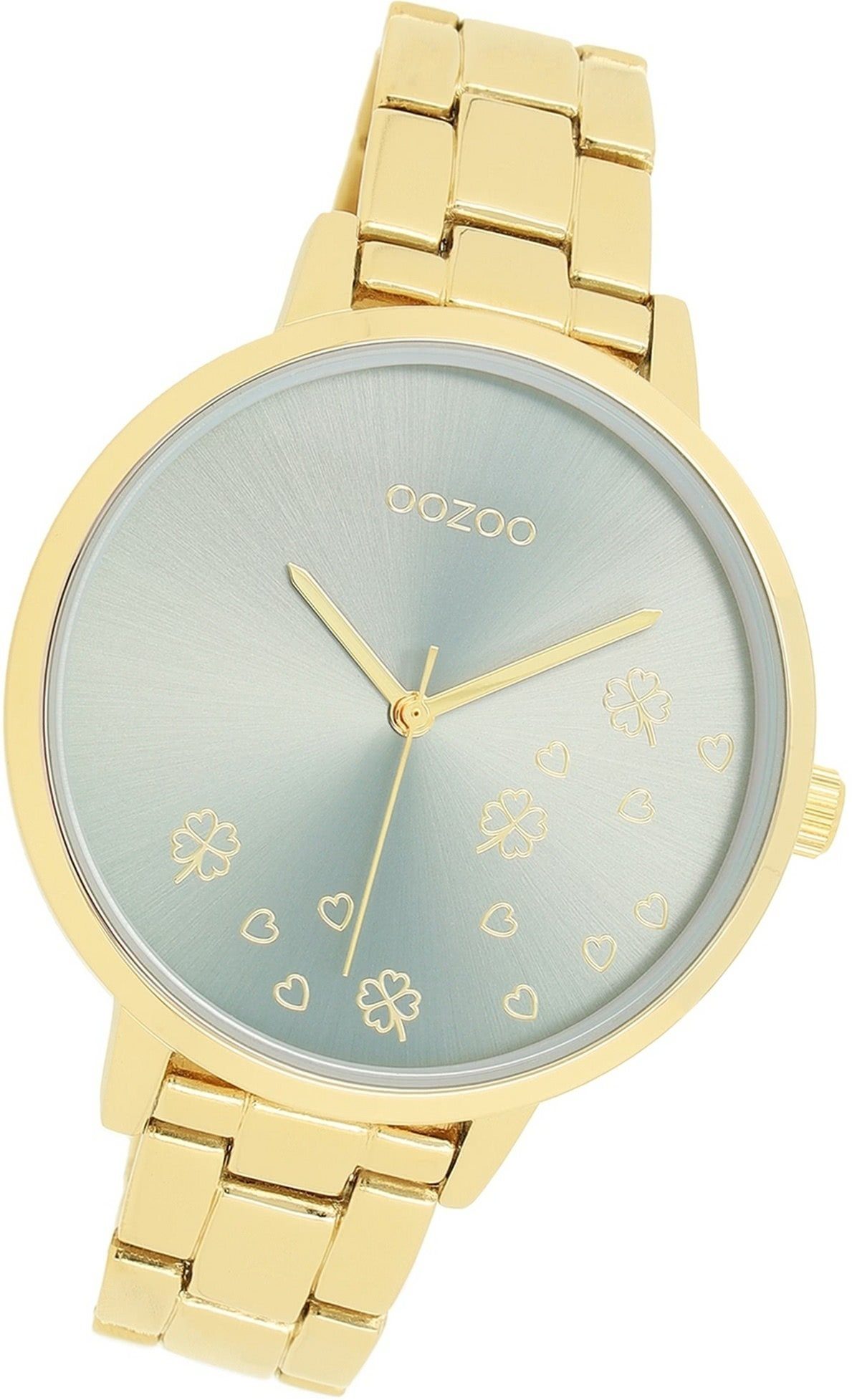 (ca. Damenuhr rundes Damen Oozoo gold, Quarzuhr Gehäuse, OOZOO Timepieces, Armbanduhr 42mm) groß Edelstahlarmband