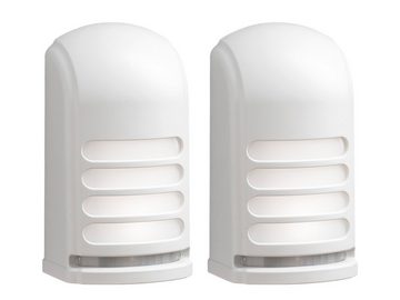 KONSTSMIDE LED Außen-Wandleuchte, LED fest integriert, Neutralweiß, 2er Set, Hauswand Treppenbeleuchtung mit Bewegungsmelder, Weiß H: 13cm