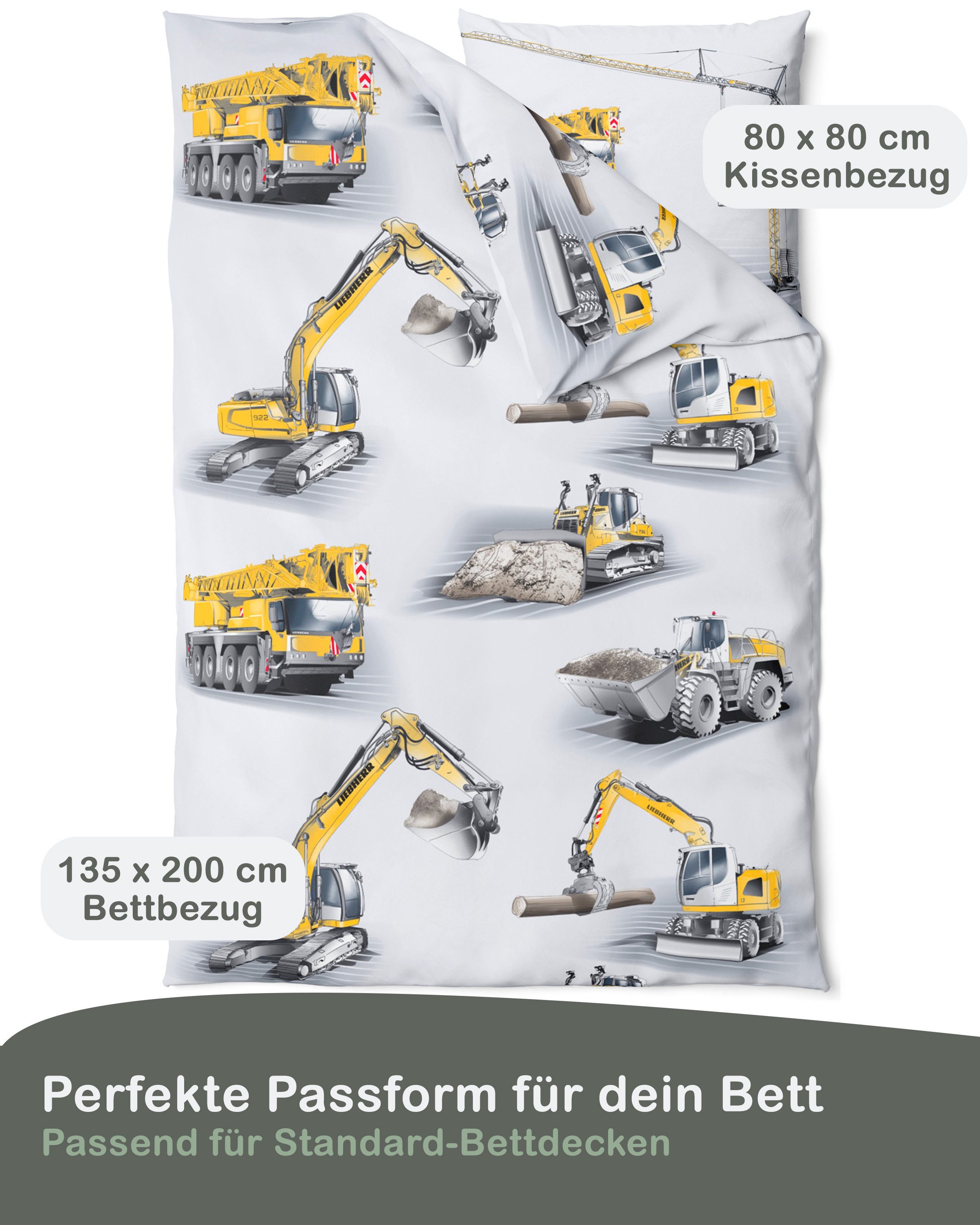 LINKHOFF Kinderbettwäsche Bagger Bettwäsche 135x200 2tlg. - LIEBHERR Bauste günstig online kaufen