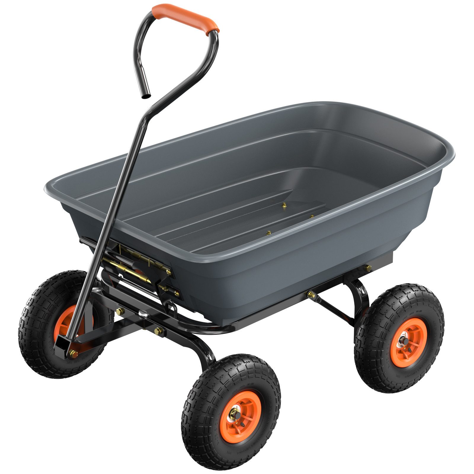 VINGLI Bollerwagen Gartenwagen mit Kippfunktion, Schubkarre mit 4 Rädern